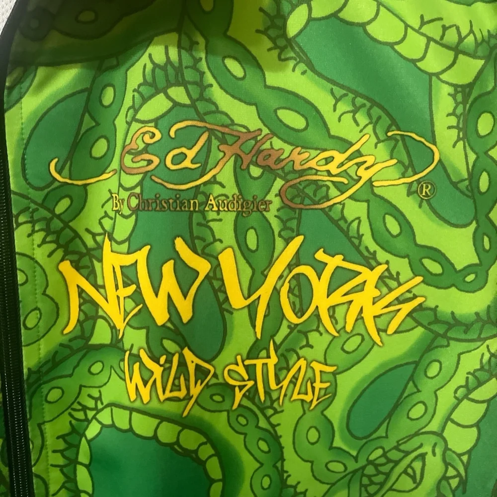 2000s All Over Graphic Tiger New York Ed Hardy by Christian Audigier Track Jacke - Picture 5 of 14